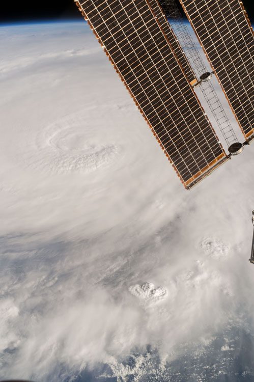 Cameras outside the International Space Station and 250 miles overhead captured Hurricane Matthew on Oct. 7 as it was moving northwest through the Bahamas as a Category 4 hurricane. (Credit: NASA)