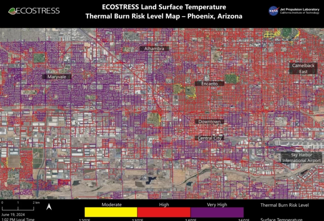 NASA’s ECOSTRESS Maps Burn Risk Across Phoenix Streets 