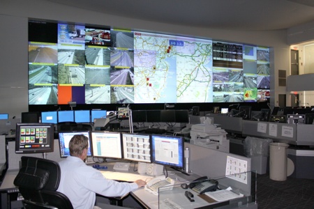 NJ Statewide Traffic Operations Center showing INRIX real-time traffic info.