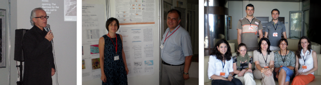 l. to r. - ICA President William Cartwright presented a keynote speech; Elena Toteva, PhD Student and Assoc. Prof. Borislav Marinov in poster session; and the staff, university students took care for the participants of both events 